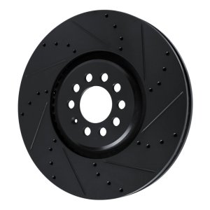 Audi TT Quattro Brake Rotor (1) - Right Front - R1 Concepts - Drilled & Slotted - Black - `04-`06